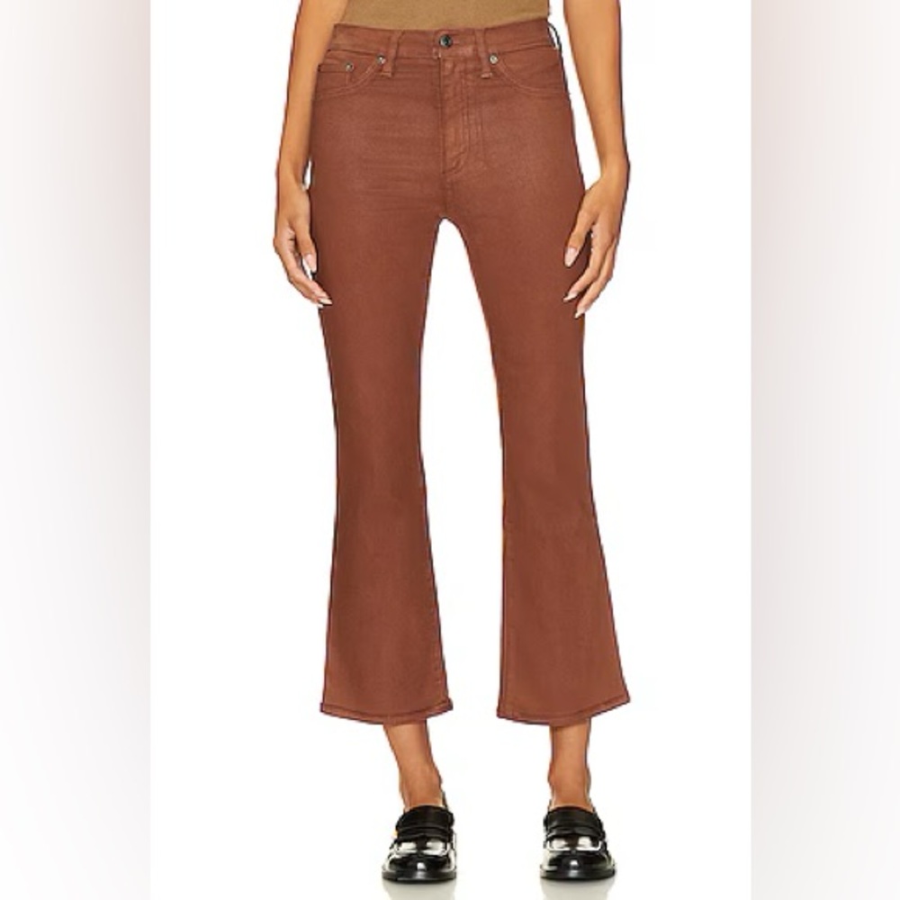 Pistola Lennon High Rise Crop Bootcut Jeans Brown Coated Saddle Size 26